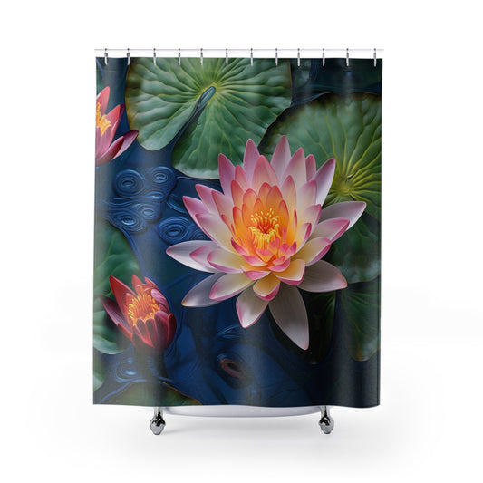 Lotus Flower Shower Curtains, Zen Bathroom Decor, Floral Bathroom Curtain, Spa-Like Home Decor, Nature Lover Gifts, Boho Style Bathroom 5089