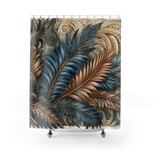 Shower Curtain - Elegant Ferns, Bathroom Makeover, 71 x 74 inches  #5152