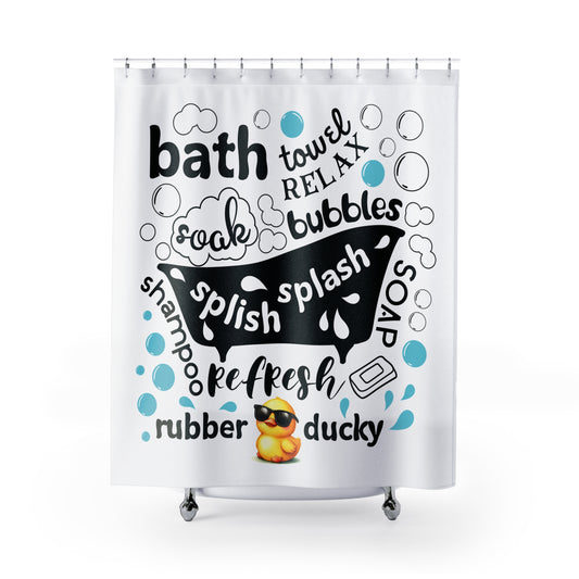 Shower Curtain - Splish Splash Rubber Ducky Fun Bathroom Decor, Bathroom Makeover,  #5144