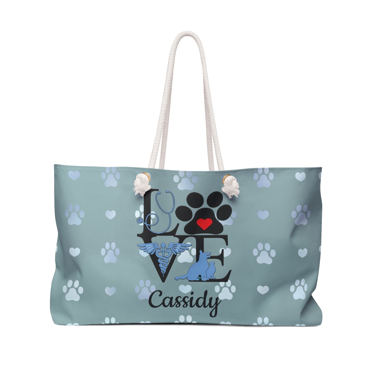 Personalized Love Vet Tech, Vet Assistant, Veterinarian Weekender Bag, Beach Bag, Gift for Her