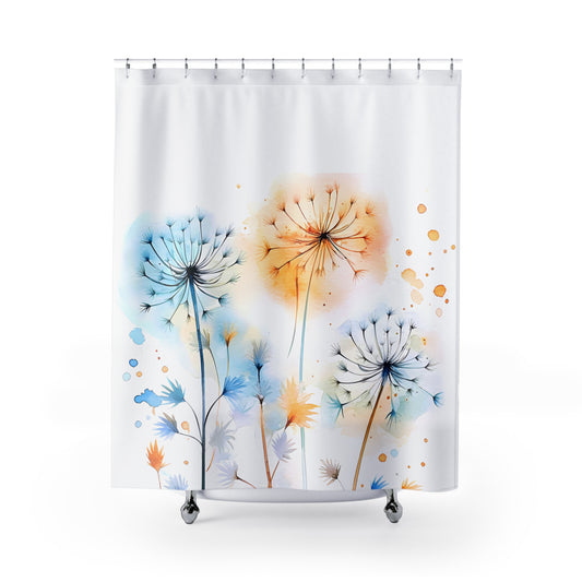 Shower Curtain - Watercolor Dandelions Design , Bath Decor,  Coastal Themed Decor #5046