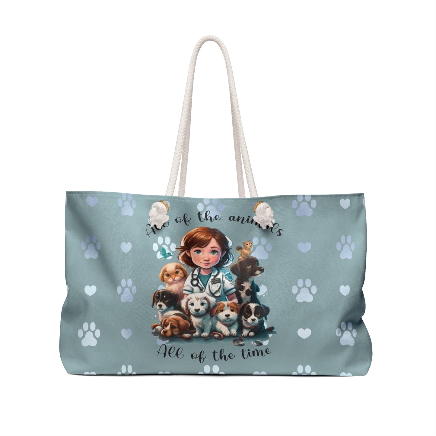 Personalized All of the Animals All of the Time Weekender Bag, Gift for Her, Vet Tech Appreciation, Vet Assistant, Veterinarian #4544