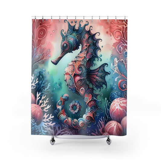 Shower Curtain - Mystical Seahorse, Bathroom Makeover, Tropical Decor, Nature-Inspired, Ocean Decor 71 x 74 inches  #5155