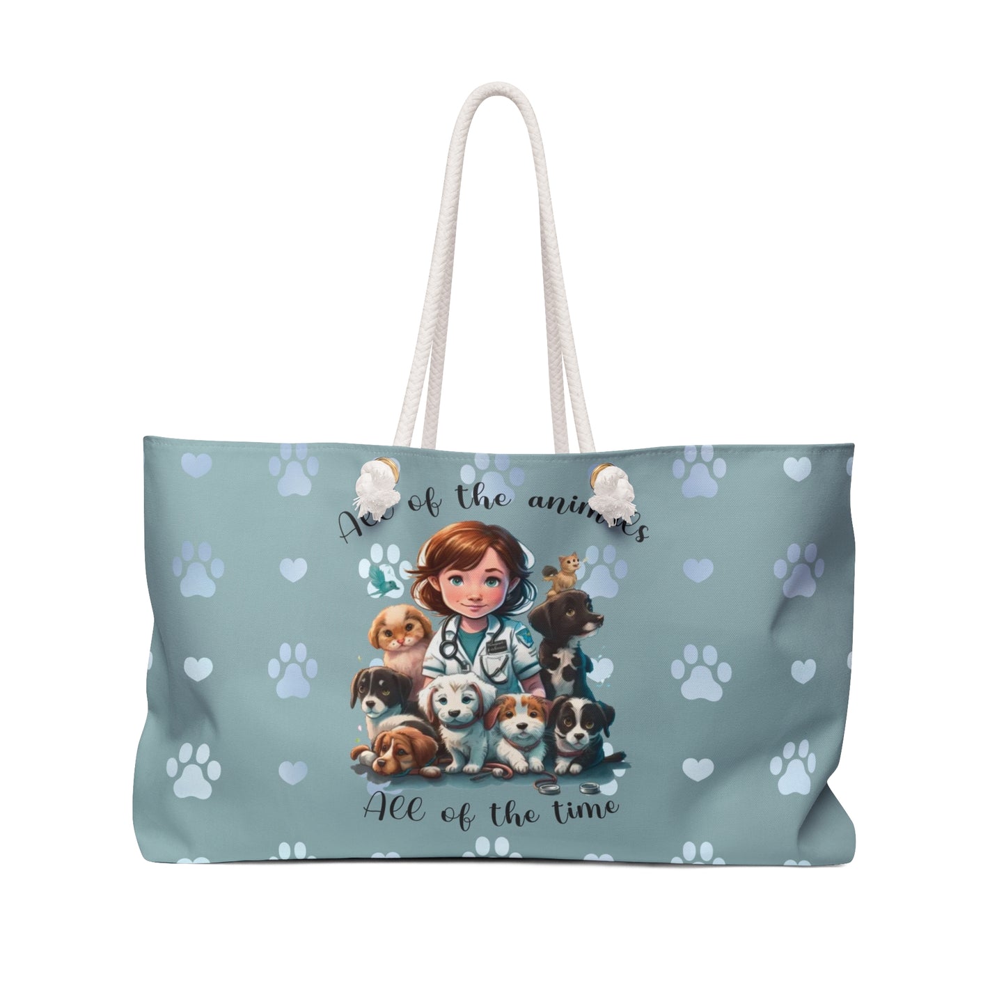 Personalized All of the Animals All of the Time Weekender Bag, Gift for Her, Vet Tech Appreciation, Vet Assistant, Veterinarian #4544