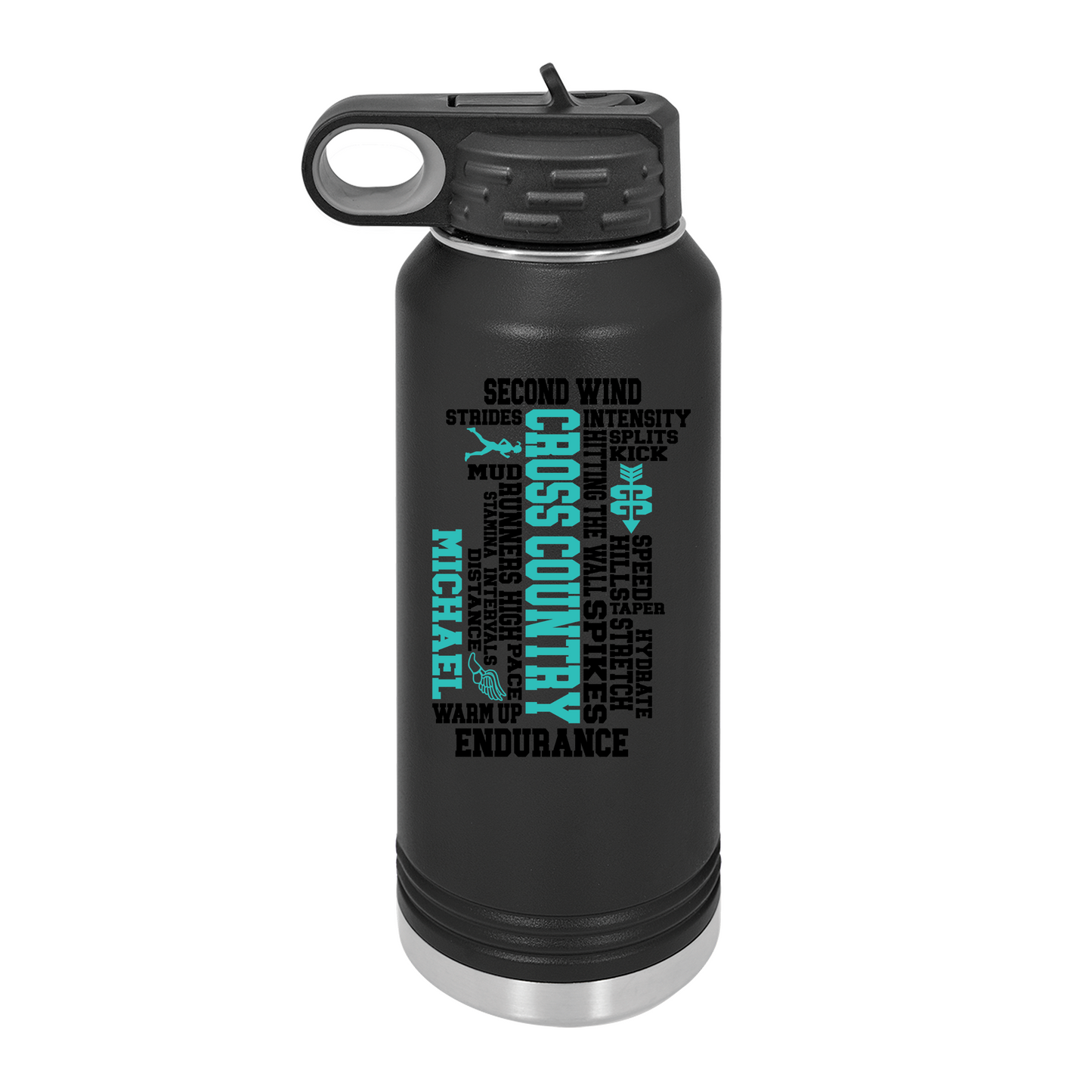 Customized UV Printed Insulated Stainless Steel 32 oz Water Bottle for Cross Country - Perfect Gift