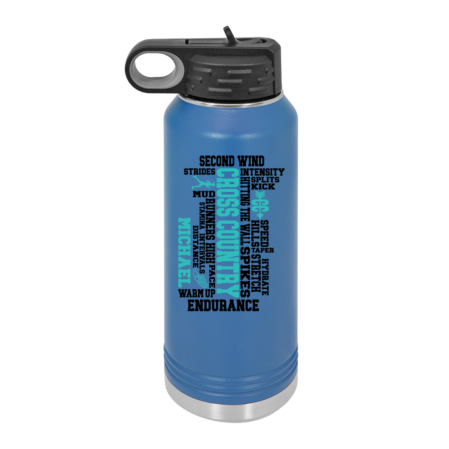 Customized UV Printed Insulated Stainless Steel 32 oz Water Bottle for Cross Country - Perfect Gift