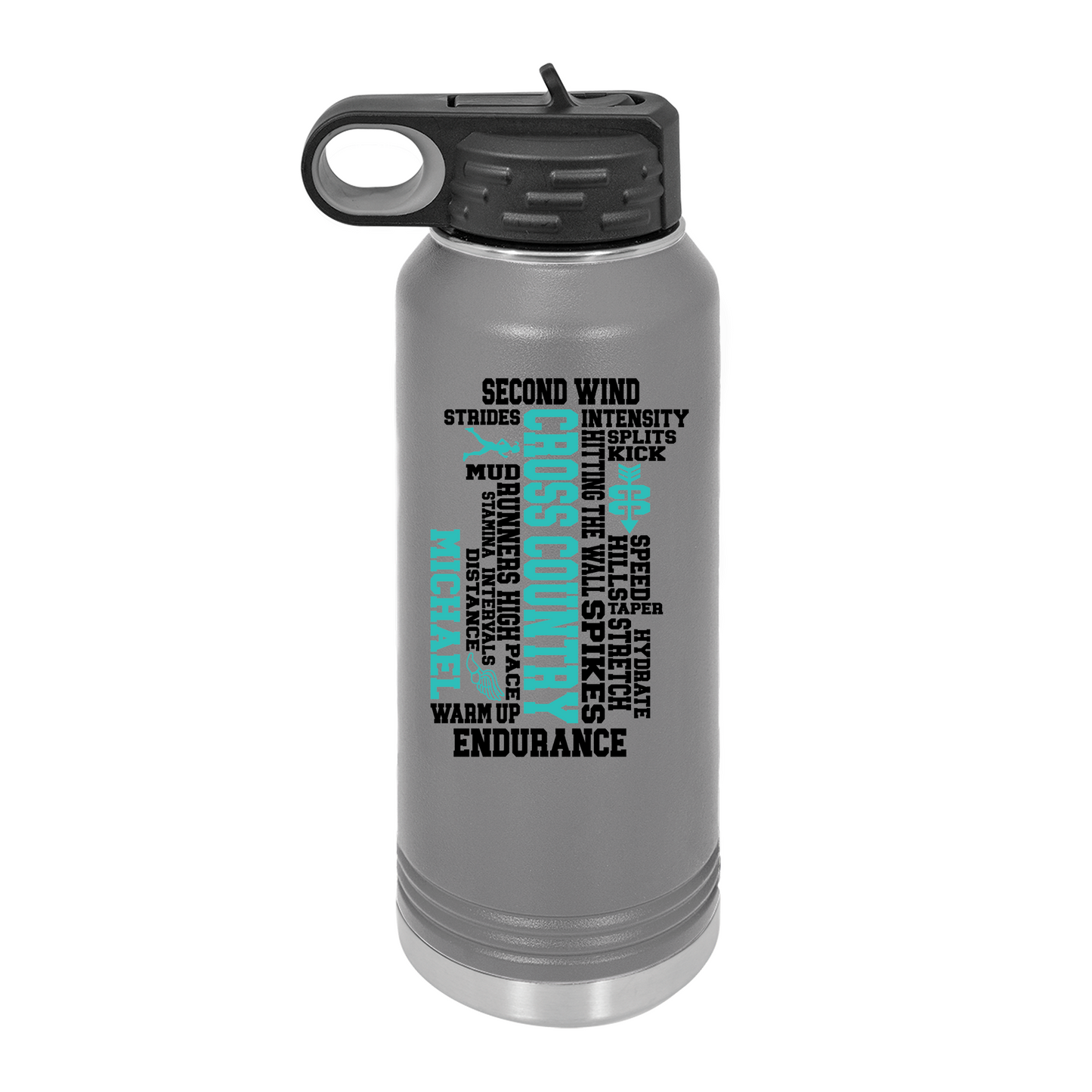 Customized UV Printed Insulated Stainless Steel 32 oz Water Bottle for Cross Country - Perfect Gift