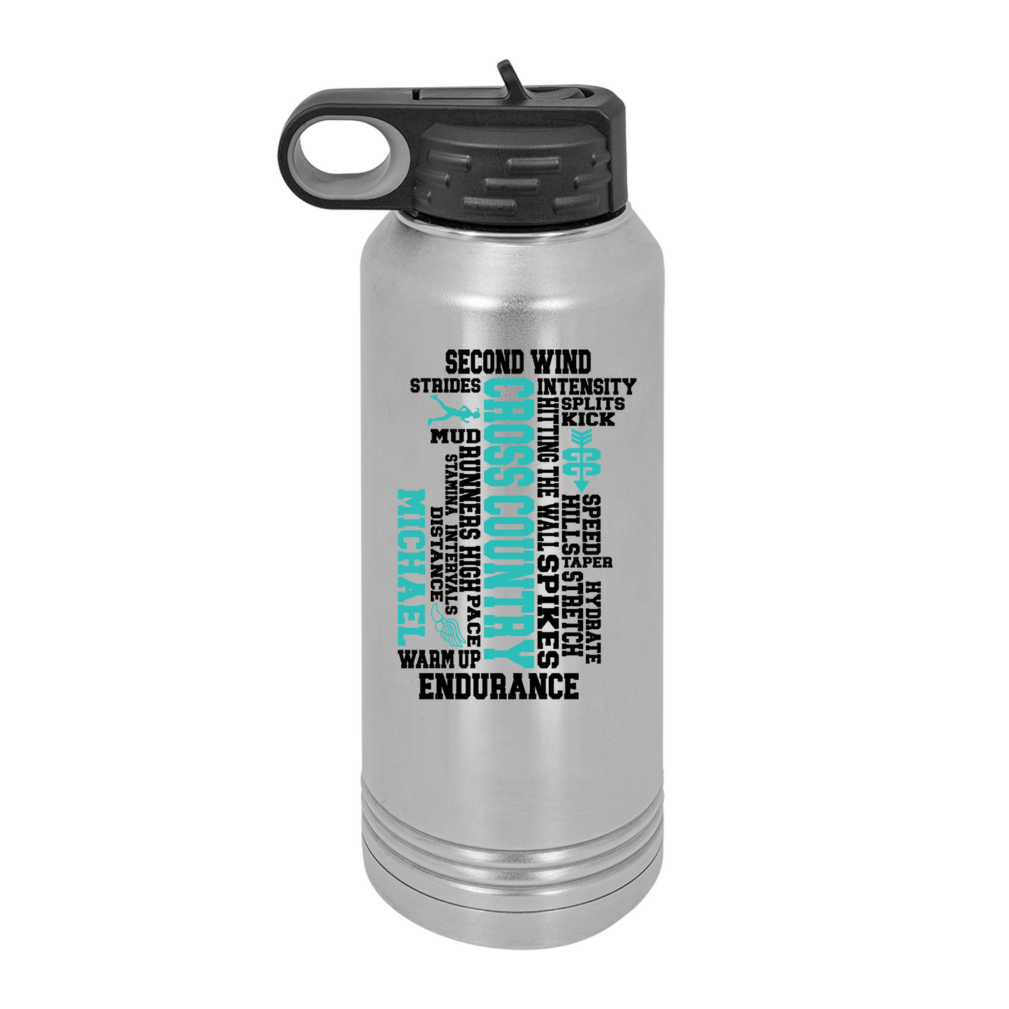 Customized UV Printed Insulated Stainless Steel 32 oz Water Bottle for Cross Country - Perfect Gift