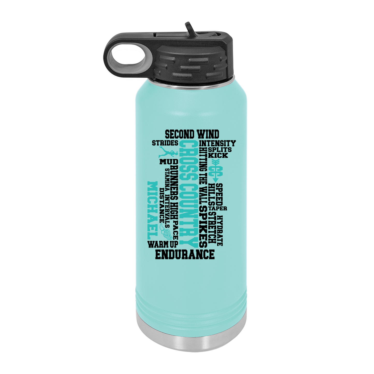 Customized UV Printed Insulated Stainless Steel 32 oz Water Bottle for Cross Country - Perfect Gift