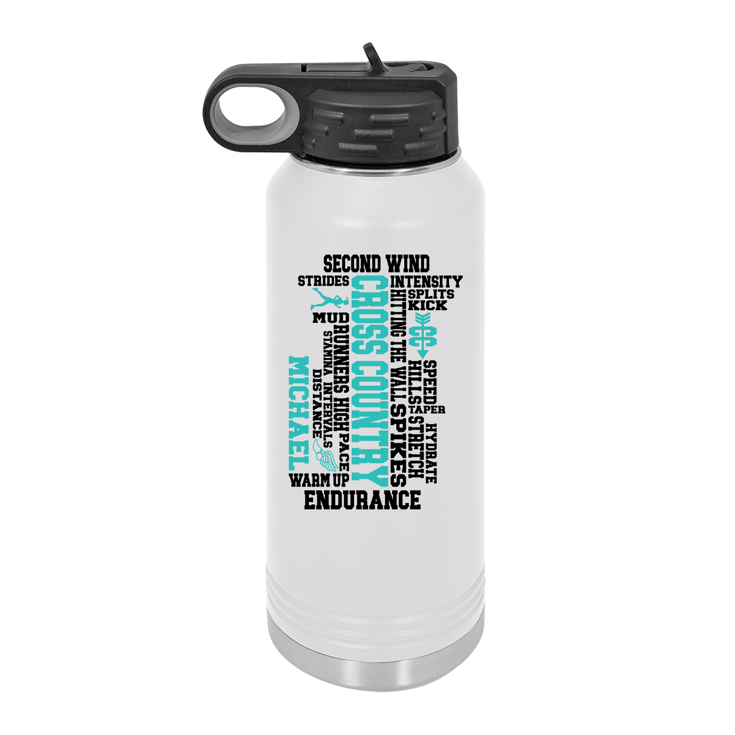 Customized UV Printed Insulated Stainless Steel 32 oz Water Bottle for Cross Country - Perfect Gift