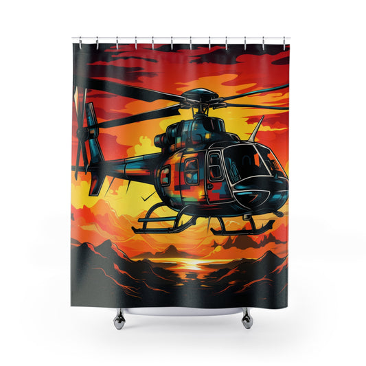 Shower Curtain - Helicopter in Flight, Bath Decor, Perfect for Child's Bathroom #5058