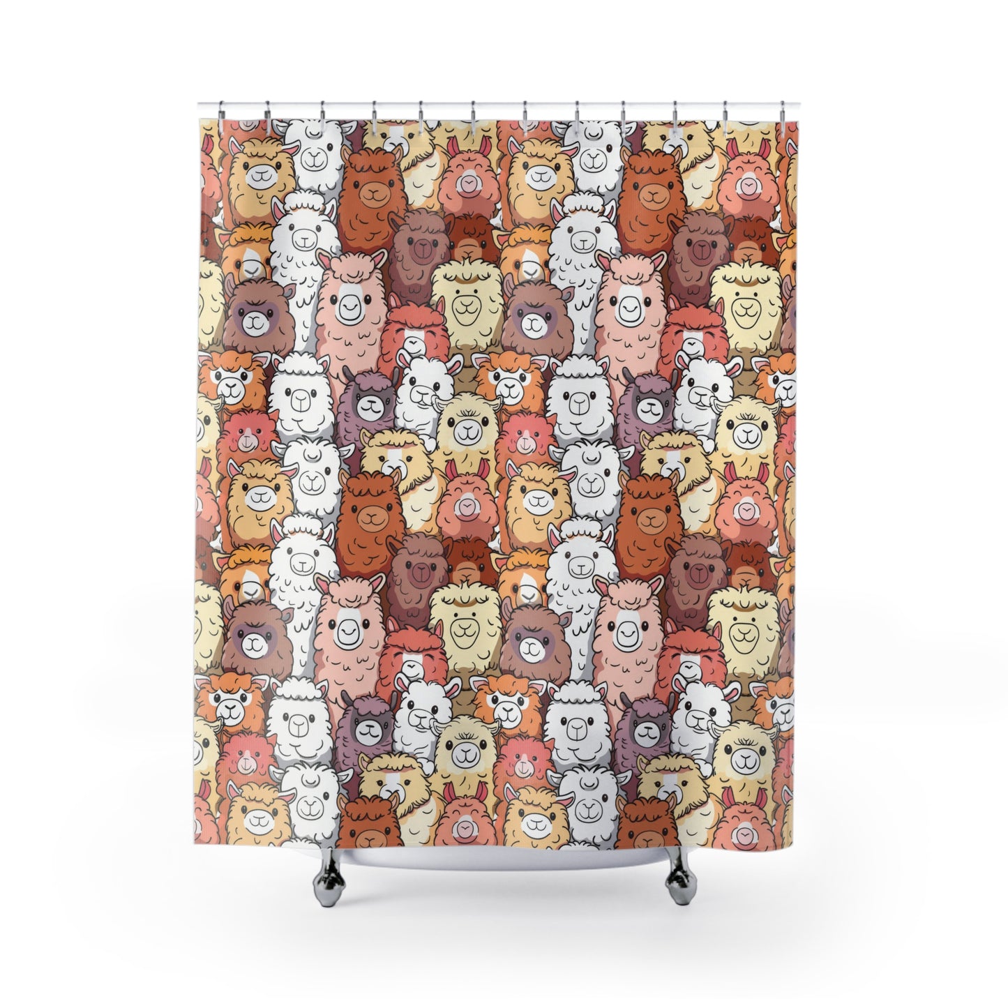 Alpaca Shower Curtain, Cute Llama Bathroom Decor, Farm Animal Home Accessories, Fun Kids Bath Curtain, Quirky Cartoon Animal Gift