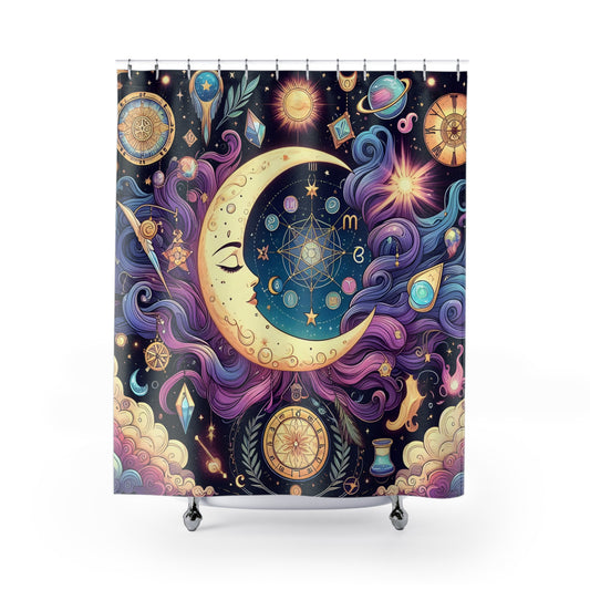 Shower Curtain - Celestial Heavens, Bathroom Makeover, Astrology Decor, Mystical Decor 71 x 74 inches  #5157