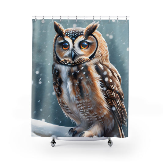 Snowy Owl Shower Curtain, Bath Decor, #5084