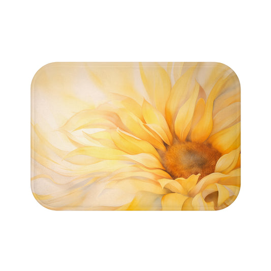 Watercolor Sunflowers Bath Accent Rug -  Yellow Bath Mat, Non-Slip #4786