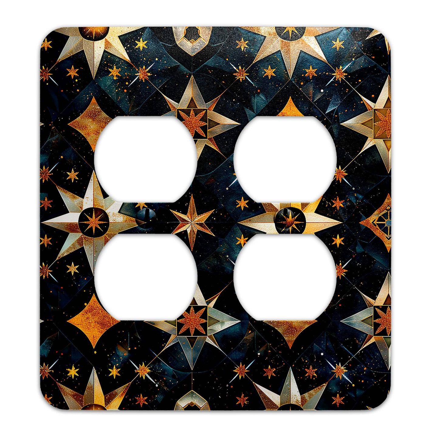 Baroque Golden Stars Light Switch Cover - Metal SwitchPlate, Multiple Sizes - #5226