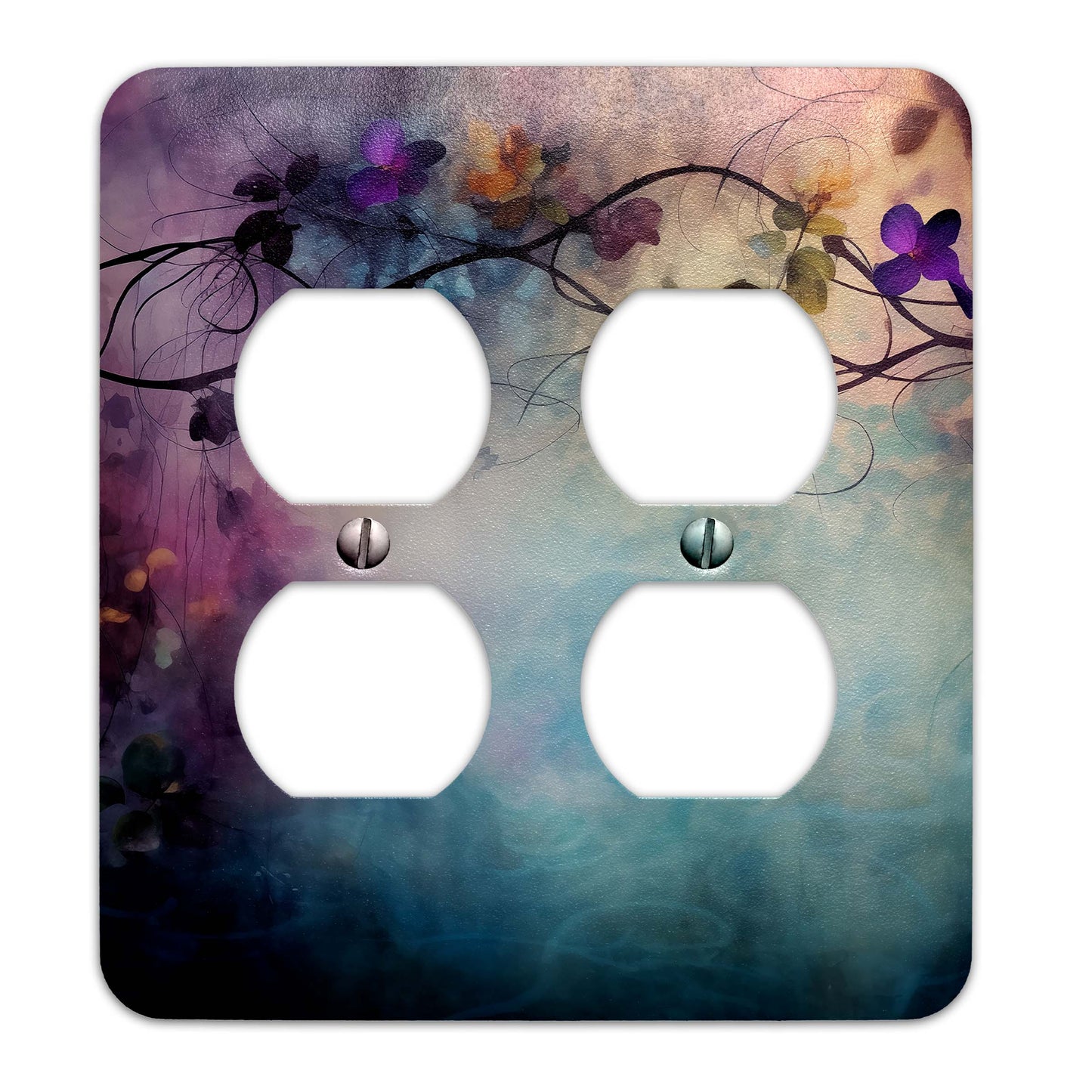 Luxury Boho Floral Grunge Metal Switch Plate – Chic & Unique Décor, Multiple Sizes (#5266)