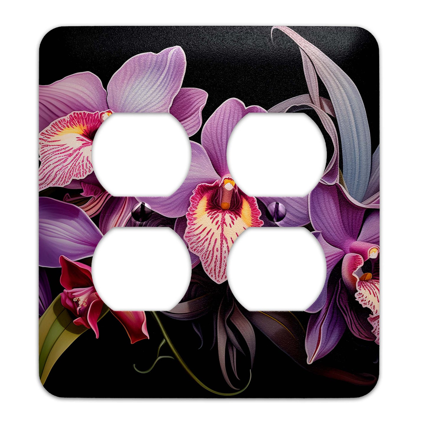 Art Deco Orchids Light Switch Cover - Metal SwitchPlate, Multiple Sizes - #5279