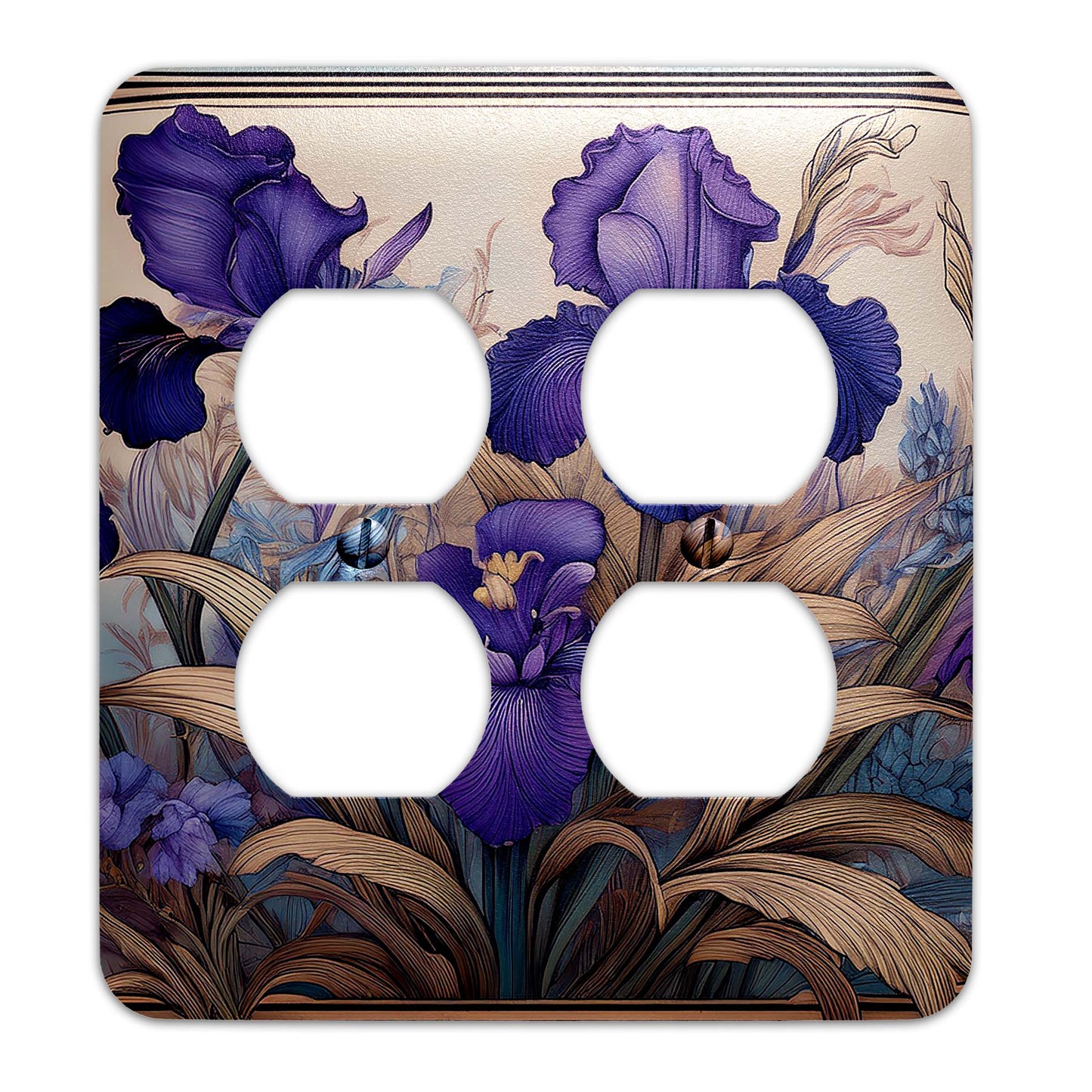 Art Nouveaux Irises Light Switch Cover - Metal SwitchPlate, Multiple Sizes - #5280