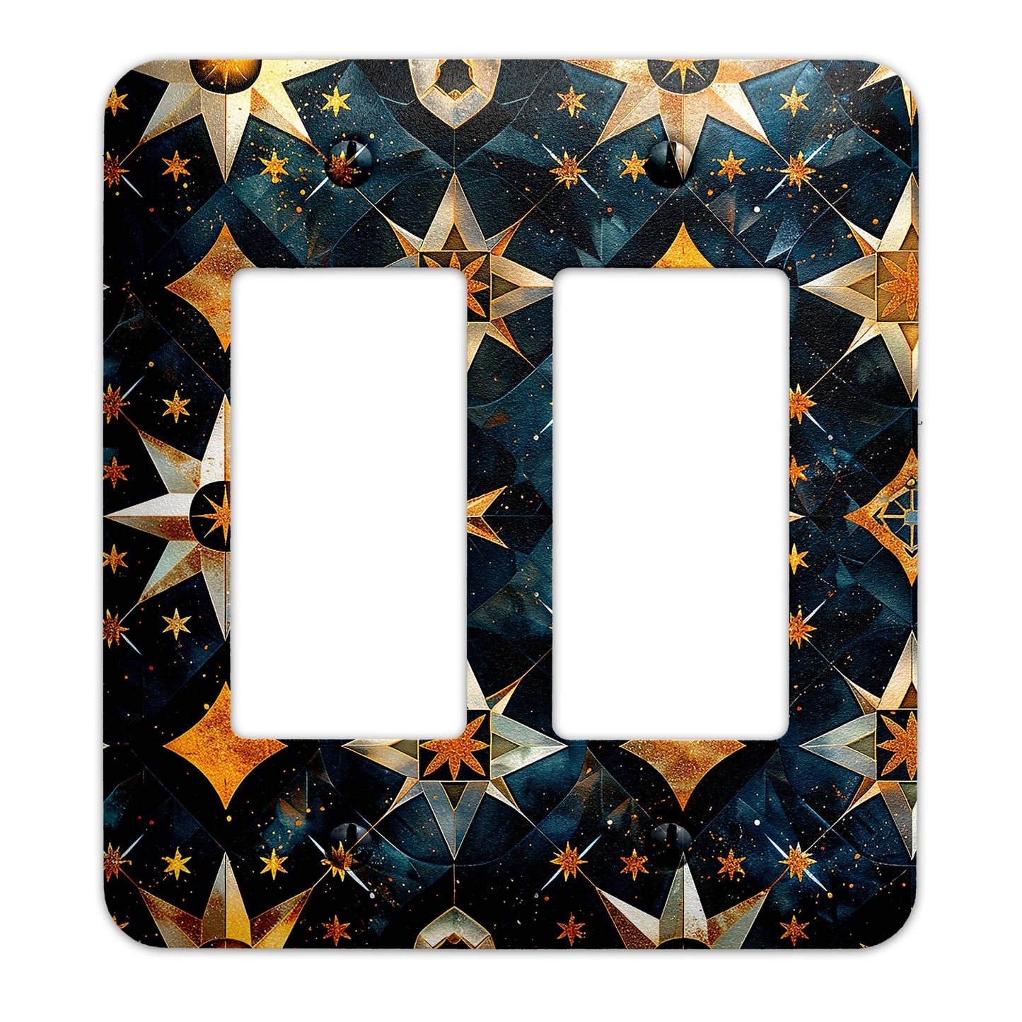 Baroque Golden Stars Light Switch Cover - Metal SwitchPlate, Multiple Sizes - #5226