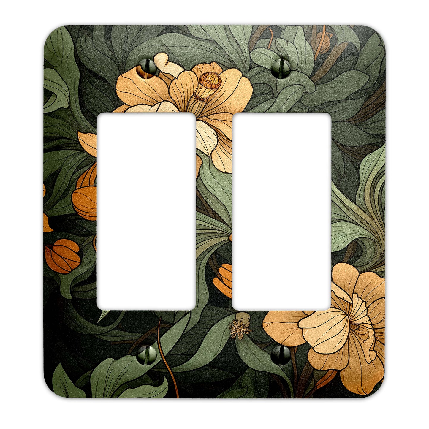 William Morris Inspired Art Nouveaux Floral Motif Light Switch Cover - Metal SwitchPlate, Multiple Sizes - #5270