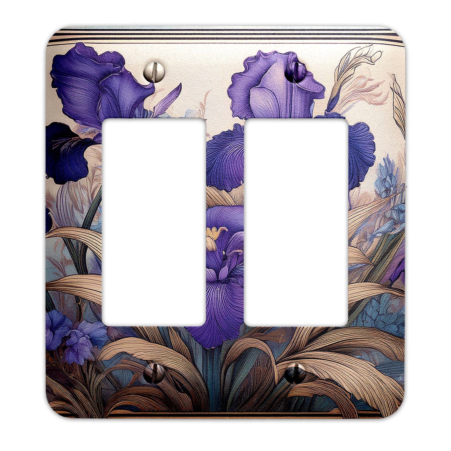 Art Nouveaux Irises Light Switch Cover - Metal SwitchPlate, Multiple Sizes - #5280