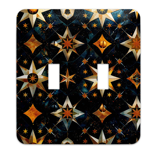 Baroque Golden Stars Light Switch Cover - Metal SwitchPlate, Multiple Sizes - #5226