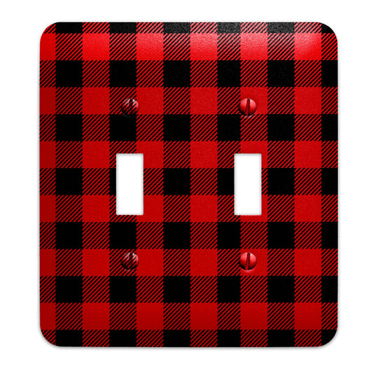 Metal Decorative Light Switch Plate Cover - Rustic Buffalo Plaid - Several Sizes Available #5251