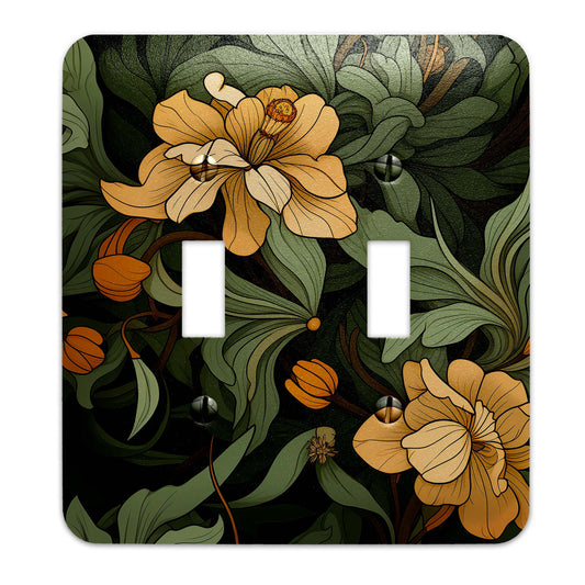 William Morris Inspired Art Nouveaux Floral Motif Light Switch Cover - Metal SwitchPlate, Multiple Sizes - #5270