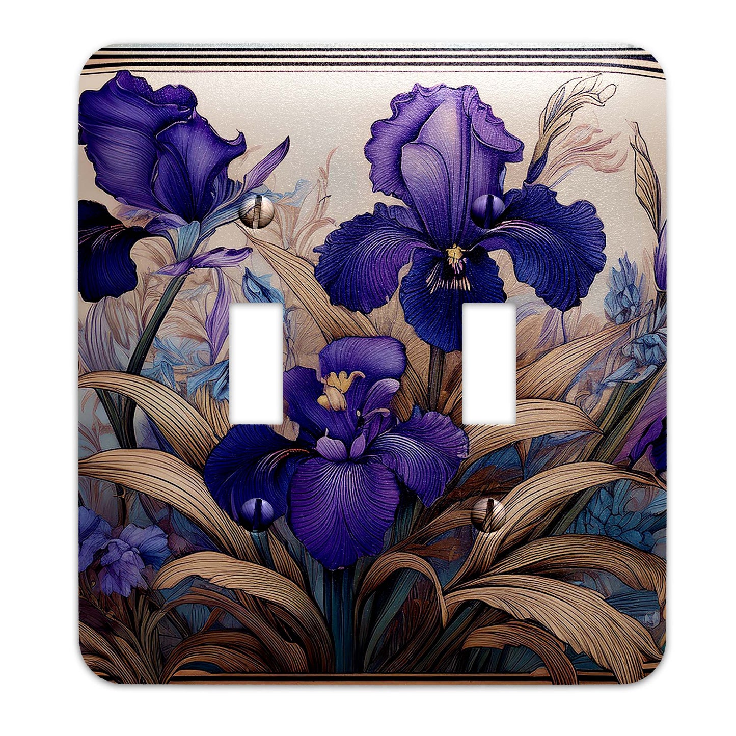 Art Nouveaux Irises Light Switch Cover - Metal SwitchPlate, Multiple Sizes - #5280