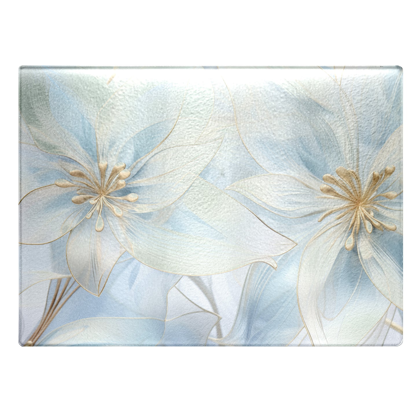 Translucent Lilies Home Décor, Countertop Art, Tempered Glass Cutting Board #5275