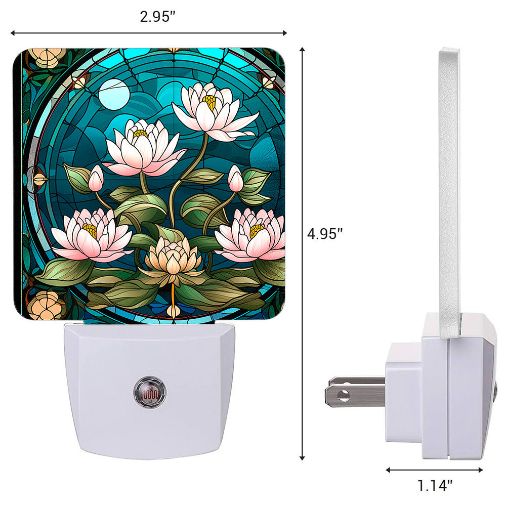 Art Nouveaux Water Lilies Custom LED Dusk to Dawn Night Light, Home Decor, Wall Art #5276