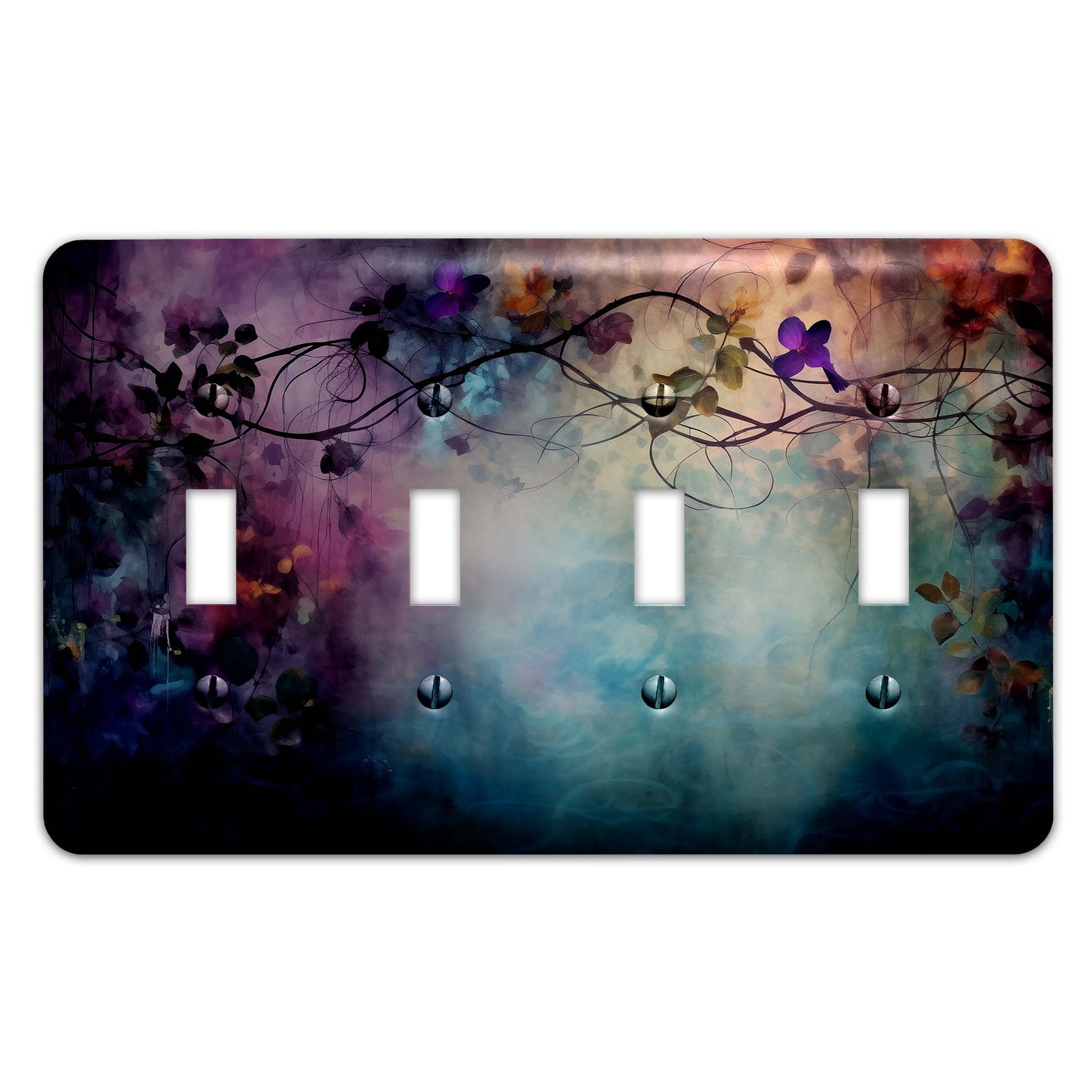 Luxury Boho Floral Grunge Metal Switch Plate – Chic & Unique Décor, Multiple Sizes (#5266)