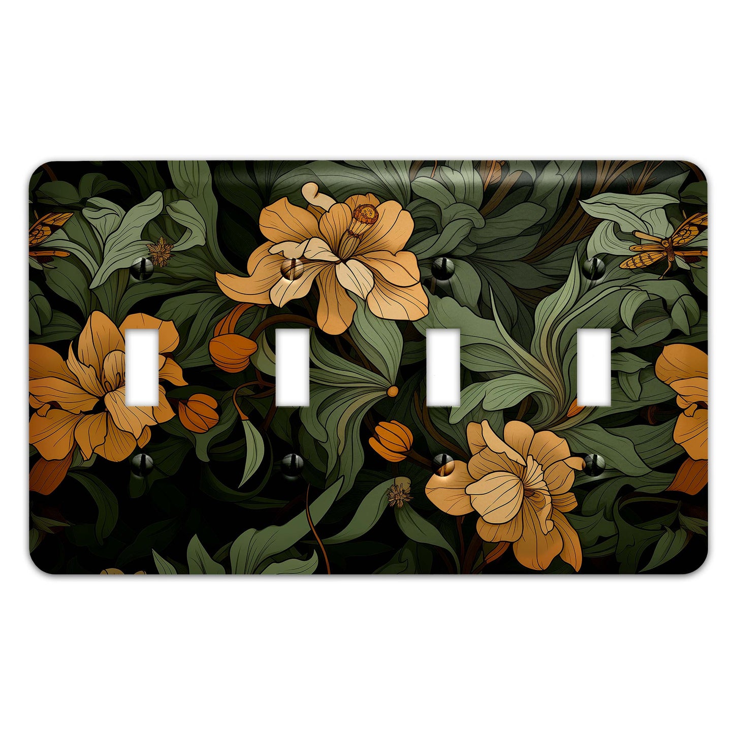 William Morris Inspired Art Nouveaux Floral Motif Light Switch Cover - Metal SwitchPlate, Multiple Sizes - #5270