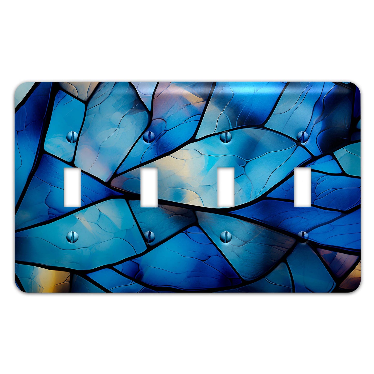 Blue Butterfly Wings Light Switch Cover - Metal SwitchPlate, Multiple Sizes - #5274