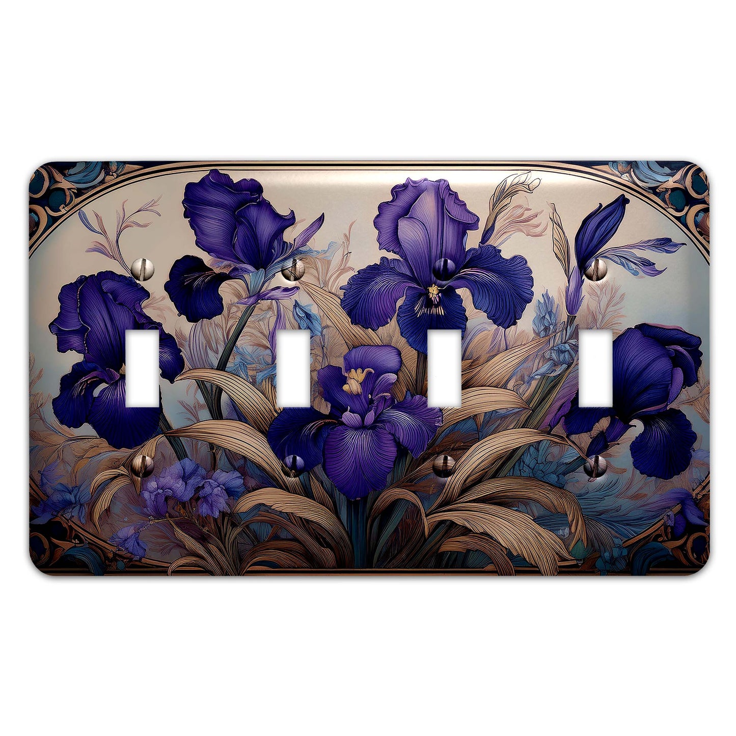 Art Nouveaux Irises Light Switch Cover - Metal SwitchPlate, Multiple Sizes - #5280