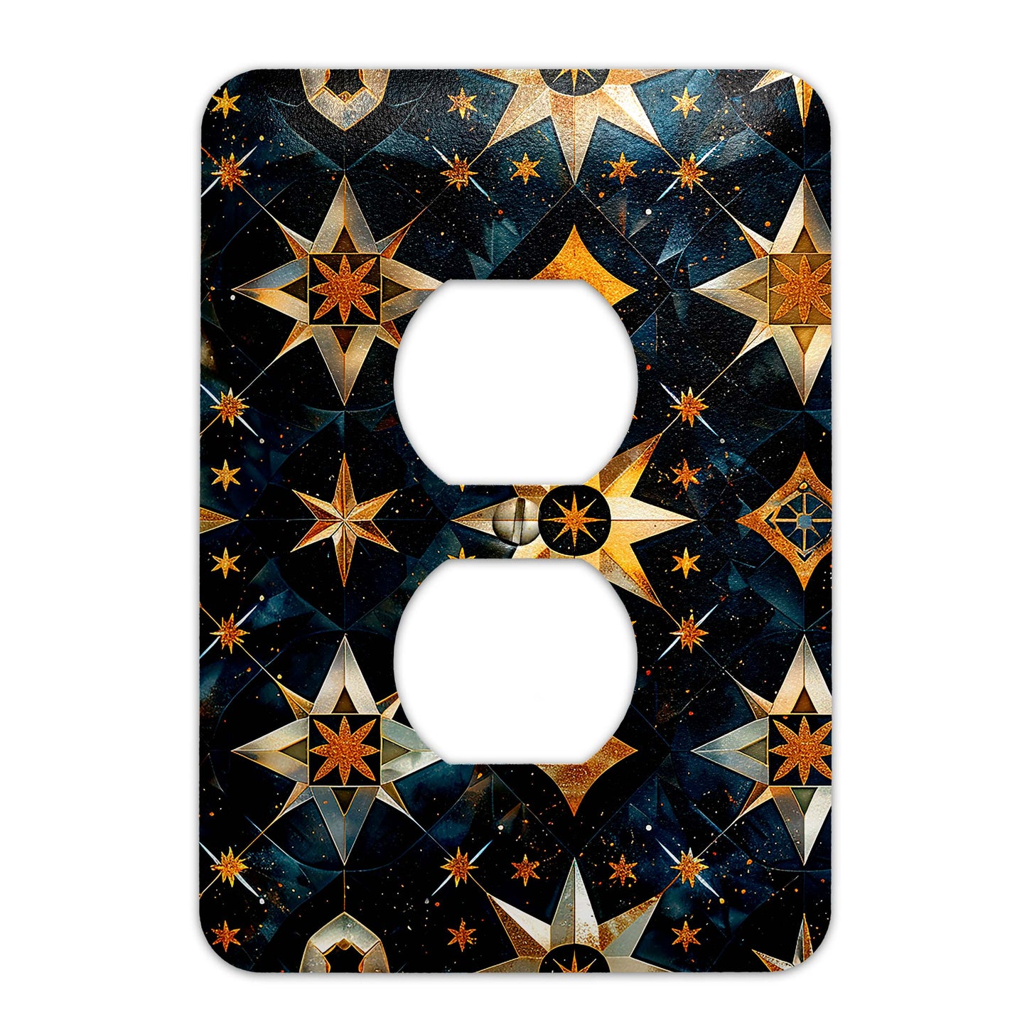 Baroque Golden Stars Light Switch Cover - Metal SwitchPlate, Multiple Sizes - #5226