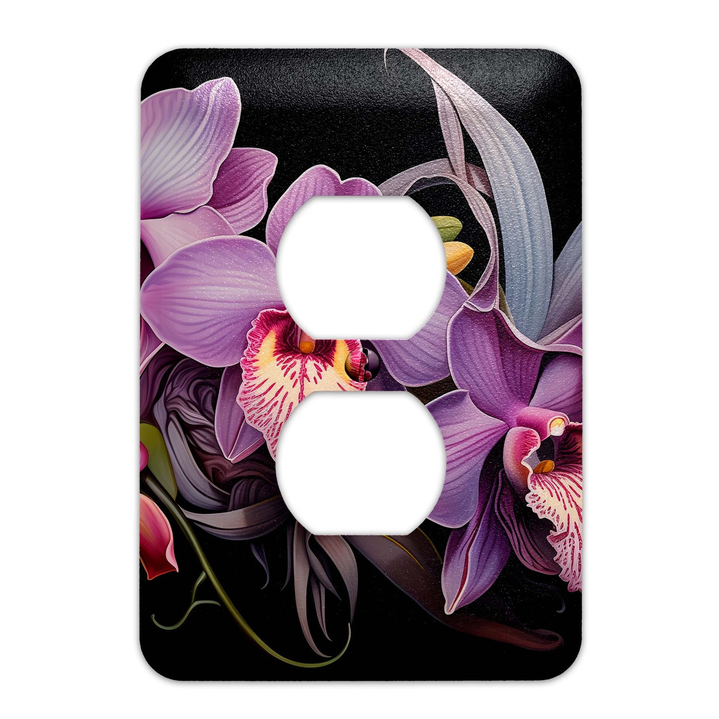 Art Deco Orchids Light Switch Cover - Metal SwitchPlate, Multiple Sizes - #5279