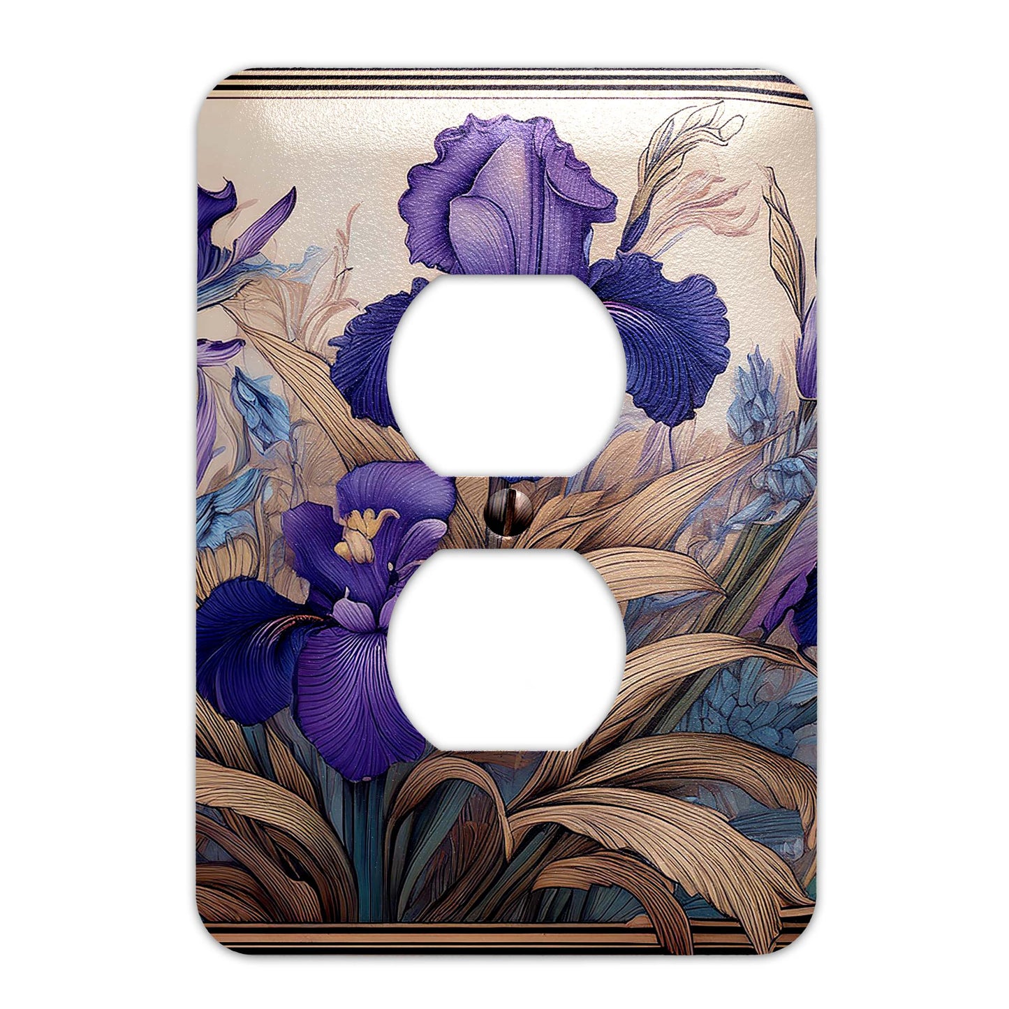 Art Nouveaux Irises Light Switch Cover - Metal SwitchPlate, Multiple Sizes - #5280