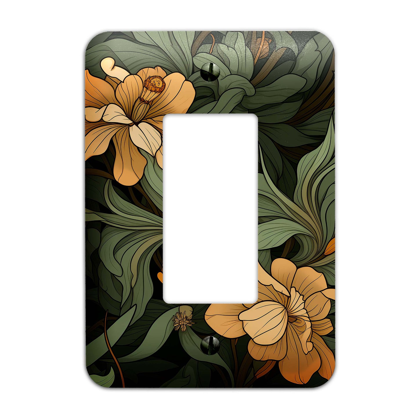 William Morris Inspired Art Nouveaux Floral Motif Light Switch Cover - Metal SwitchPlate, Multiple Sizes - #5270