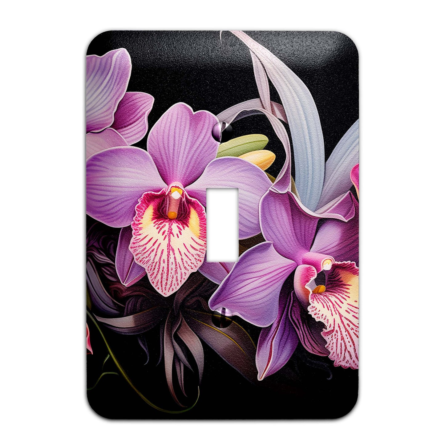 Art Deco Orchids Light Switch Cover - Metal SwitchPlate, Multiple Sizes - #5279