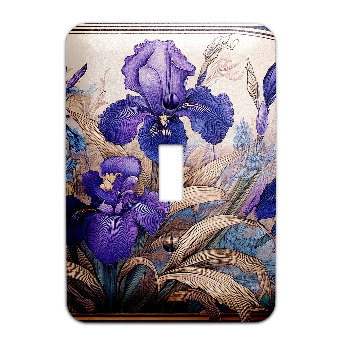 Art Nouveaux Irises Light Switch Cover - Metal SwitchPlate, Multiple Sizes - #5280