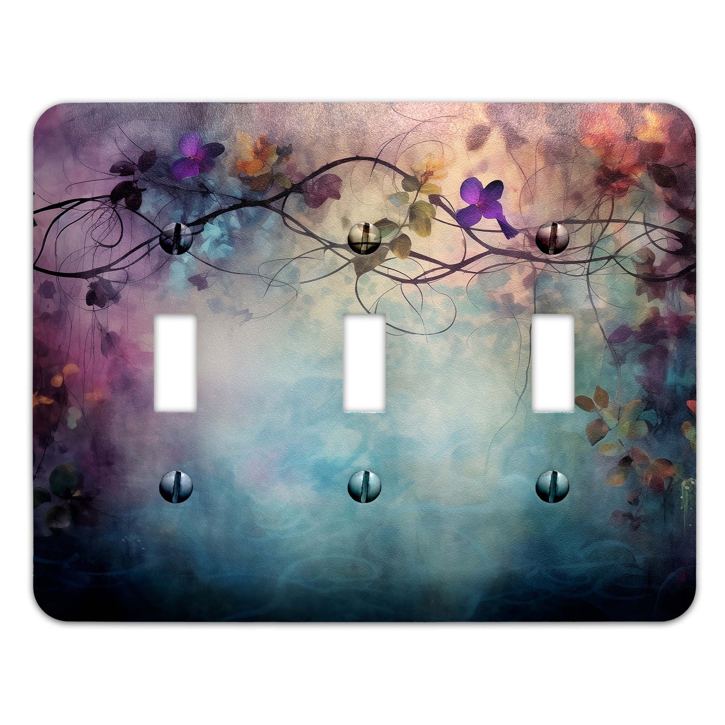 Luxury Boho Floral Grunge Metal Switch Plate – Chic & Unique Décor, Multiple Sizes (#5266)