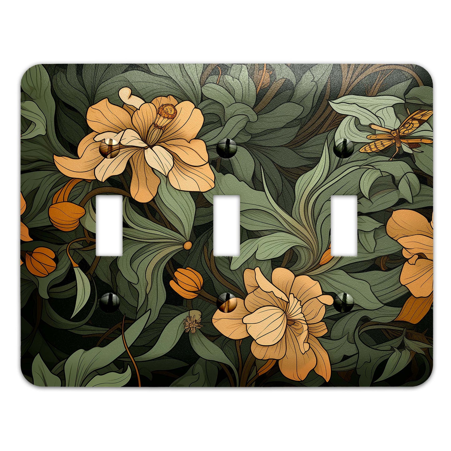 William Morris Inspired Art Nouveaux Floral Motif Light Switch Cover - Metal SwitchPlate, Multiple Sizes - #5270