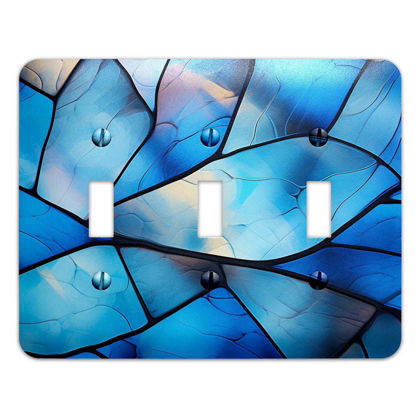 Blue Butterfly Wings Light Switch Cover - Metal SwitchPlate, Multiple Sizes - #5274