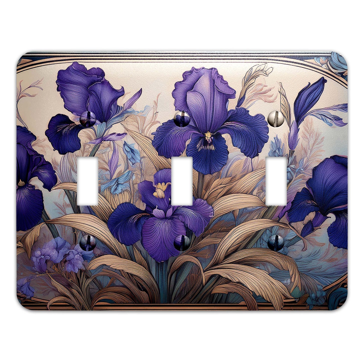 Art Nouveaux Irises Light Switch Cover - Metal SwitchPlate, Multiple Sizes - #5280