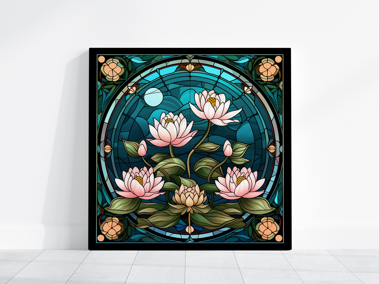 Ceramic Tile - Art Nouveaux Water Lilies, 4.25 x 4.25 or 6 x 6, Seamless Design, Kitchen Backsplash, Coasters, Wall Decor #5276