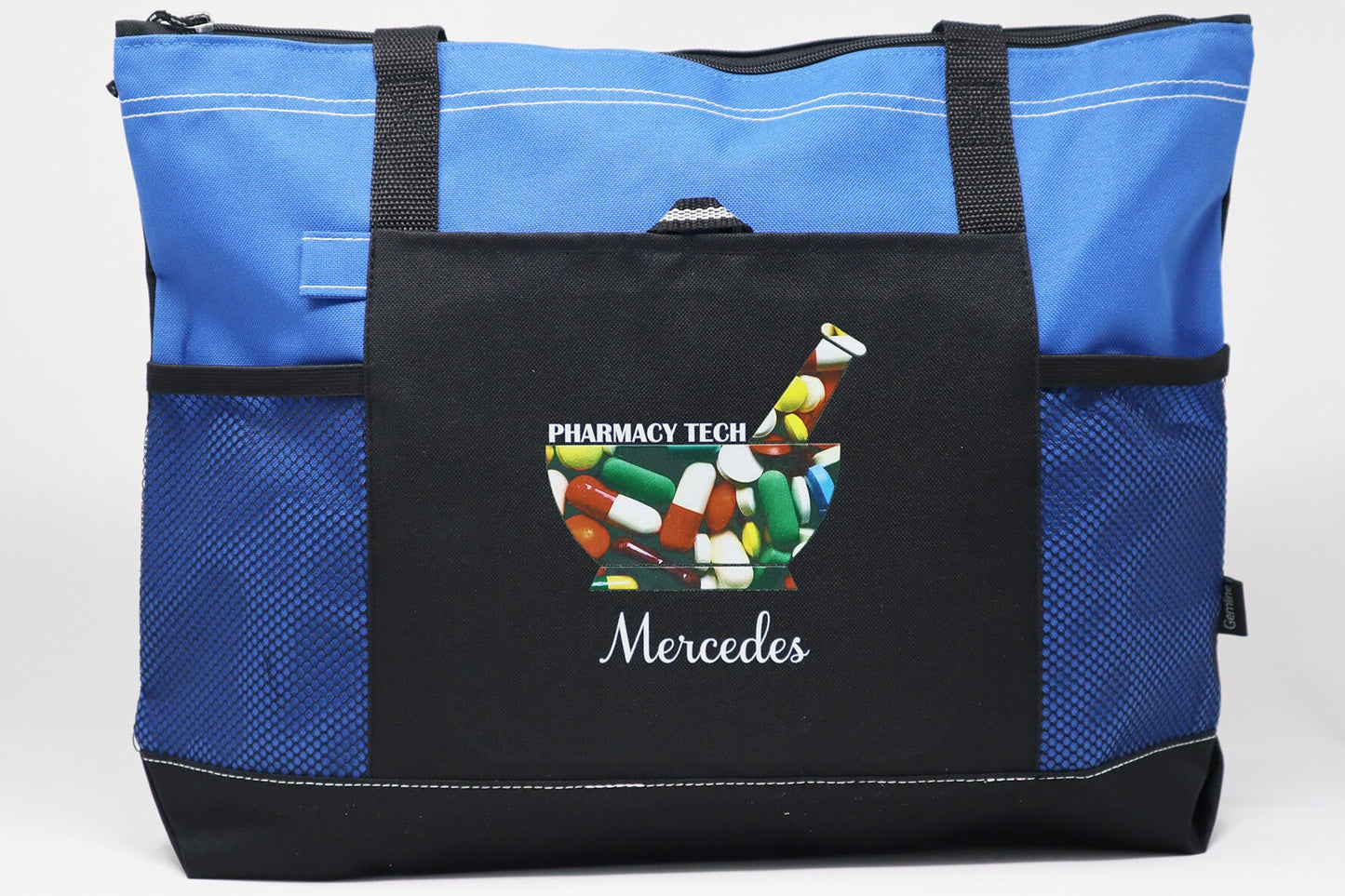 Personalized Pharmacy Tech / Pharmacist Tote Bag with Mesh Pockets