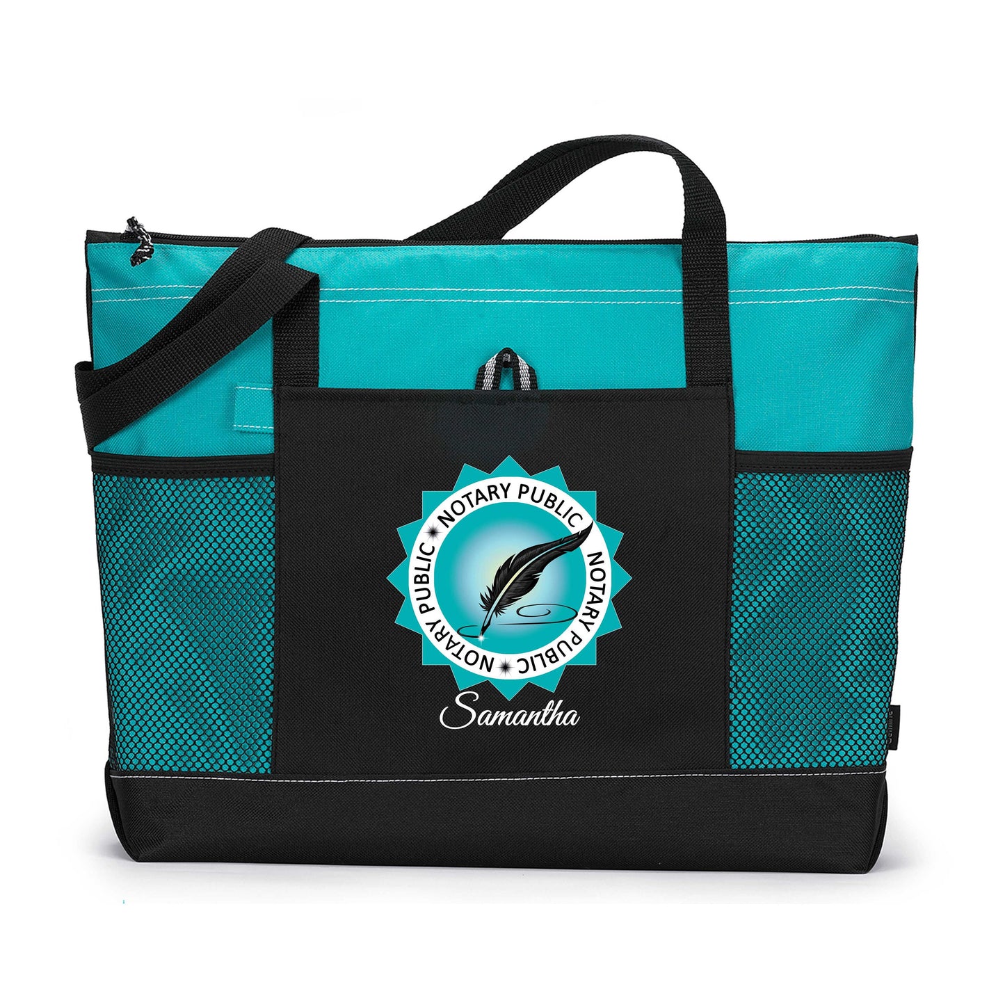 Notary Public Seal Personalized Printed Tote Bag with Mesh Pockets