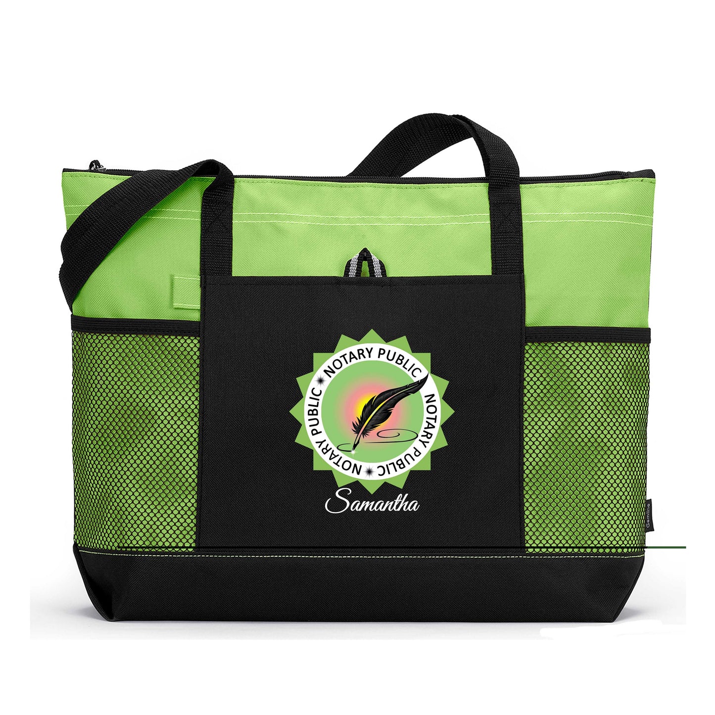 Notary Public Seal Personalized Printed Tote Bag with Mesh Pockets